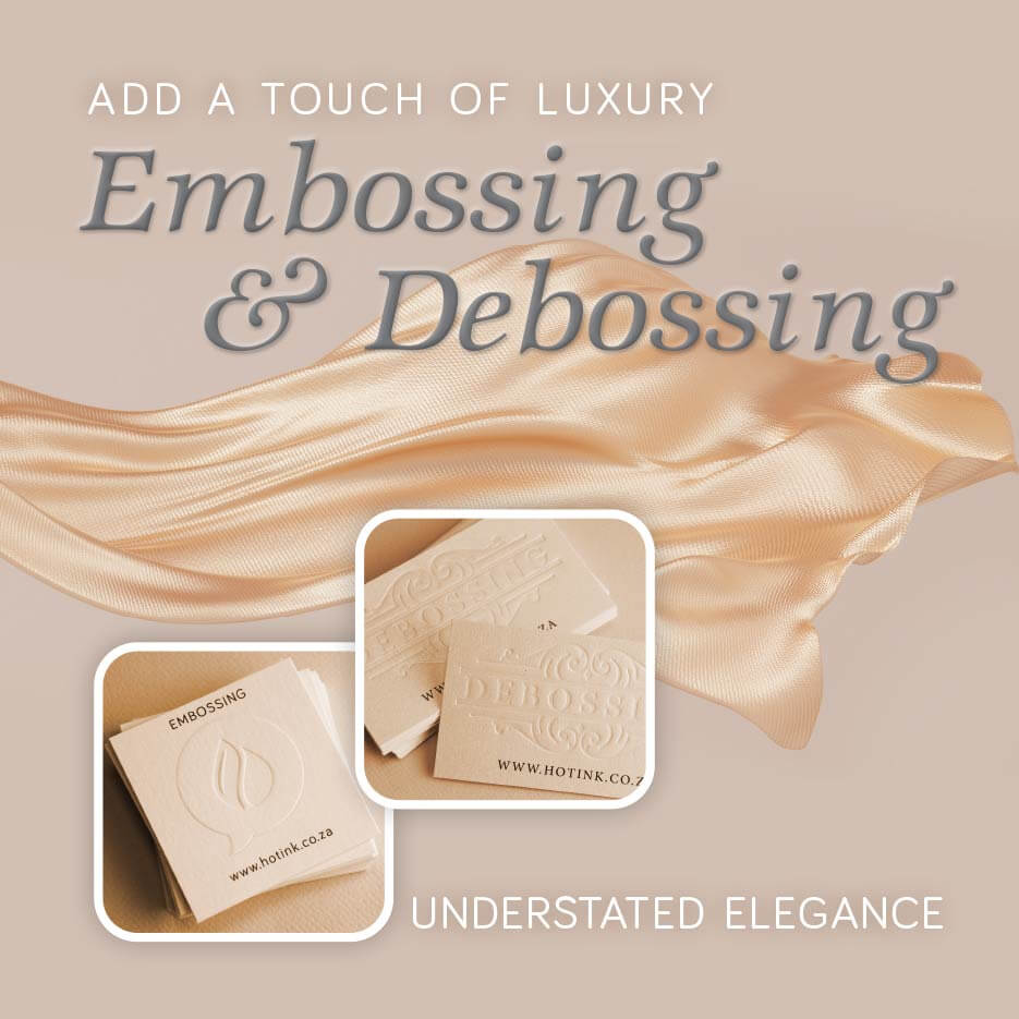 Add a touch of luxury with hot ink embossing and debossing techniques for elegant branding and desig.